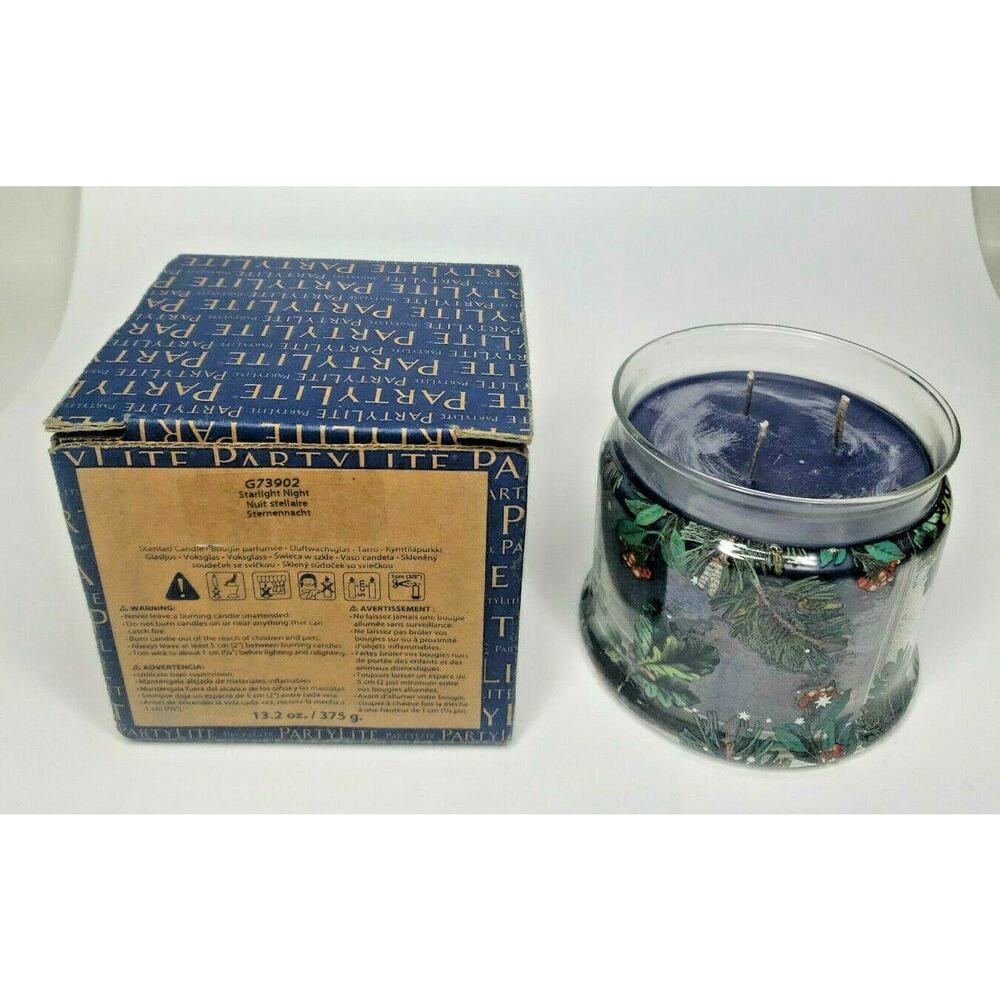 PartyLite 3-Wick Jar Candle with Lid New In Box Starlight Night P1G/G73902 - Picture 2 of 3